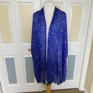 Vintage Oscar De La Renta Coverup Cardigan Women’s Sheer Blue Size Small Large